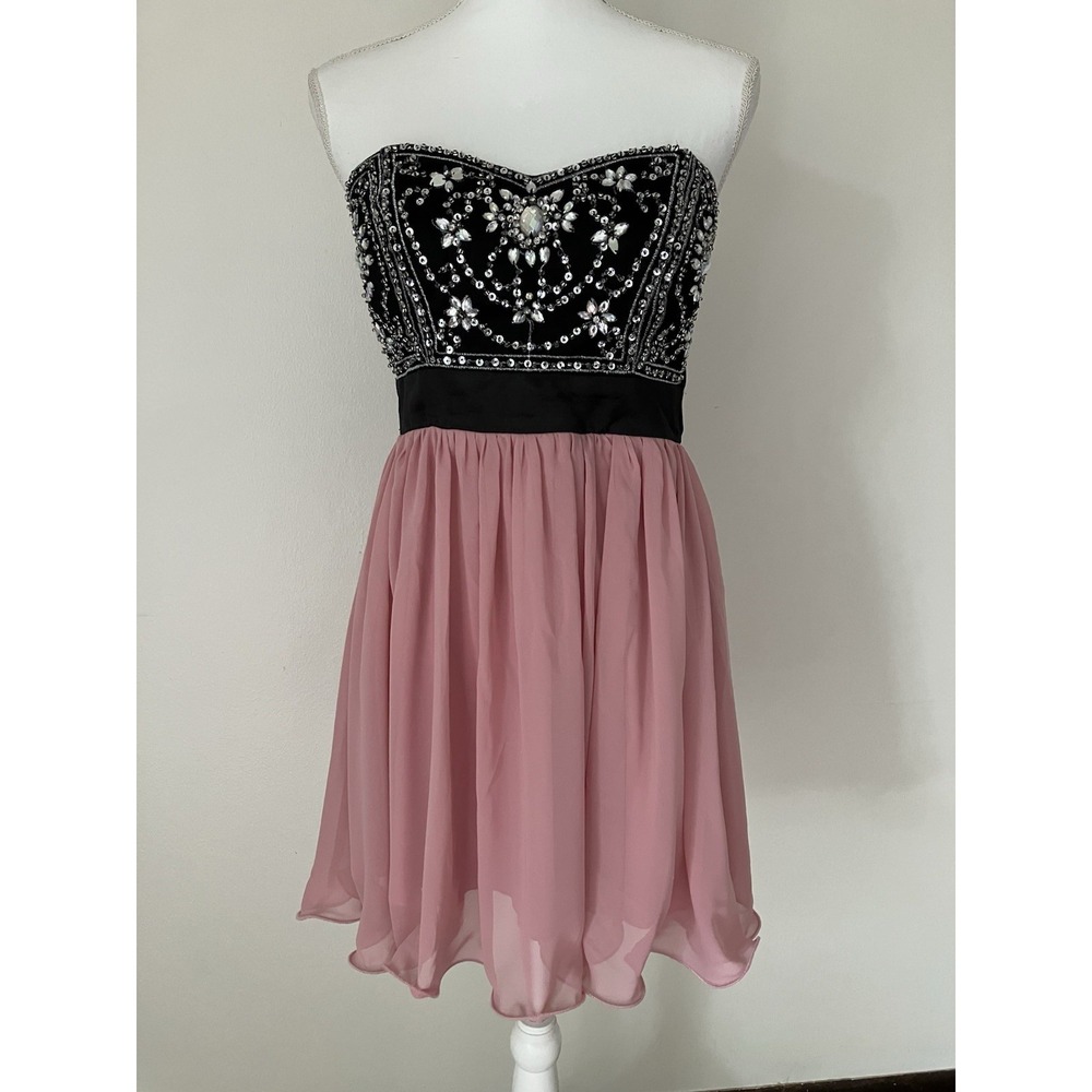 Deb Strapless Mini Dress Women's Size 7/8 2000's McBling